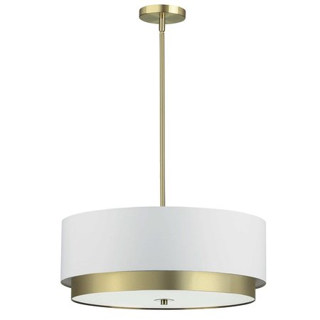 DAINOLITE 4 Light Large Pendant, Aged Brass With White Shade, Frosted Glass Diffuser LAR-204LP-AGB